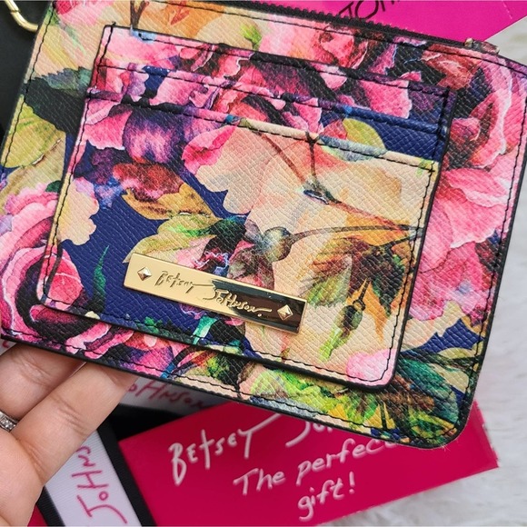 Betsey Johnson Black Hat And Floral Card Case Wallet Gift Box Set NWT - Picture 7 of 10